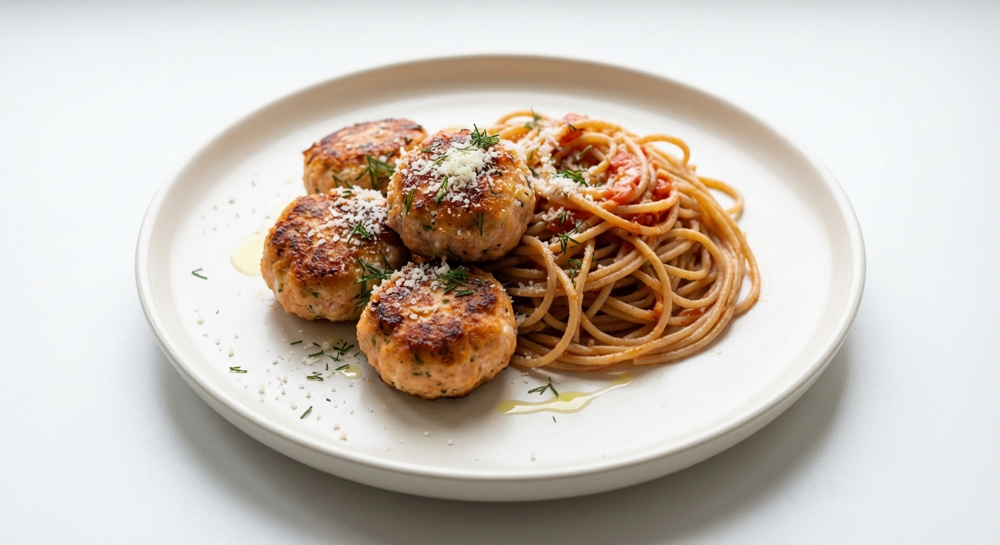 Pulpety z Łososia, Pecorino i Spaghetti