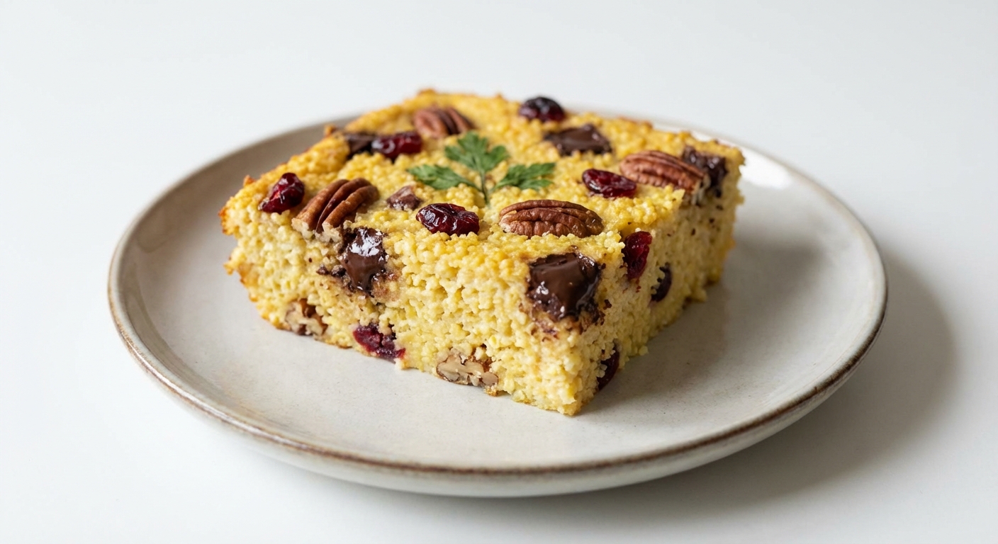 Jaglana zapiekanka z pekanami i żurawiną