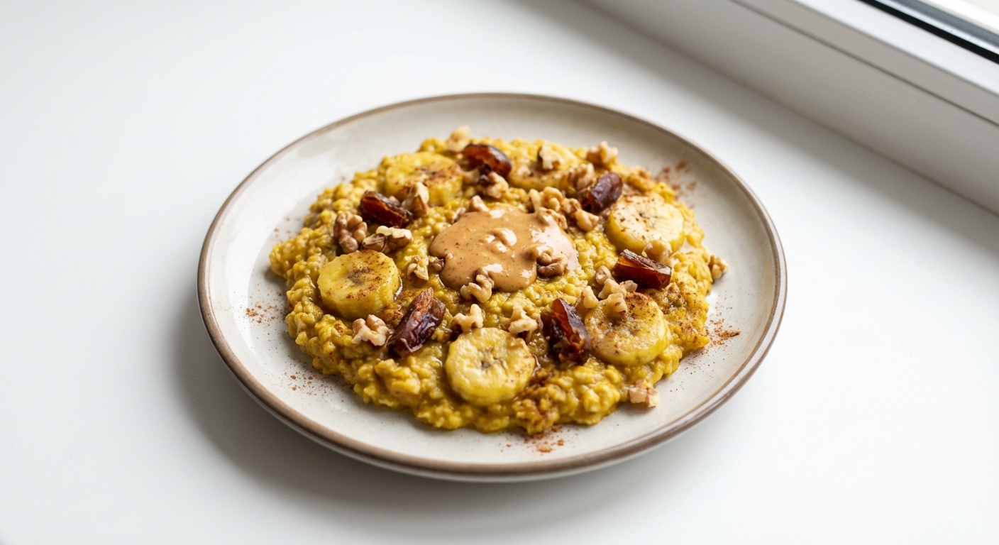 Owsianka z Bananem, Orzechami i Daktylami