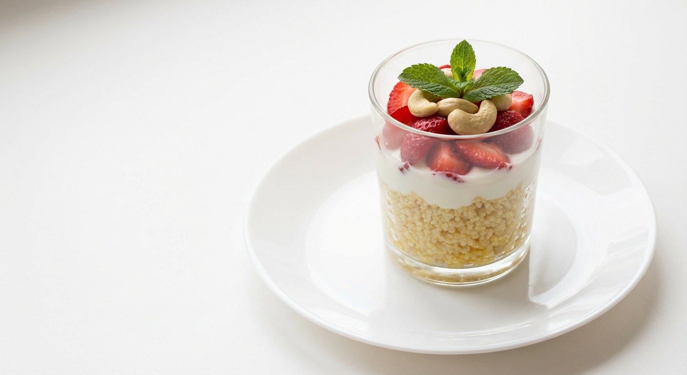 Jaglane parfait z truskawkami i miodem