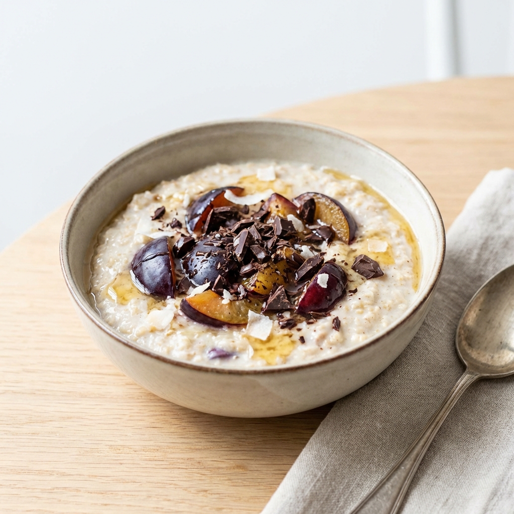 Owsianka kokosowa ze śliwkami i czekoladą