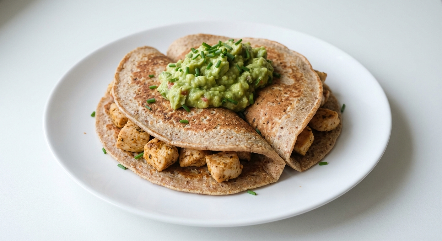 Pełnoziarniste naleśniki z kurczakiem i guacamole