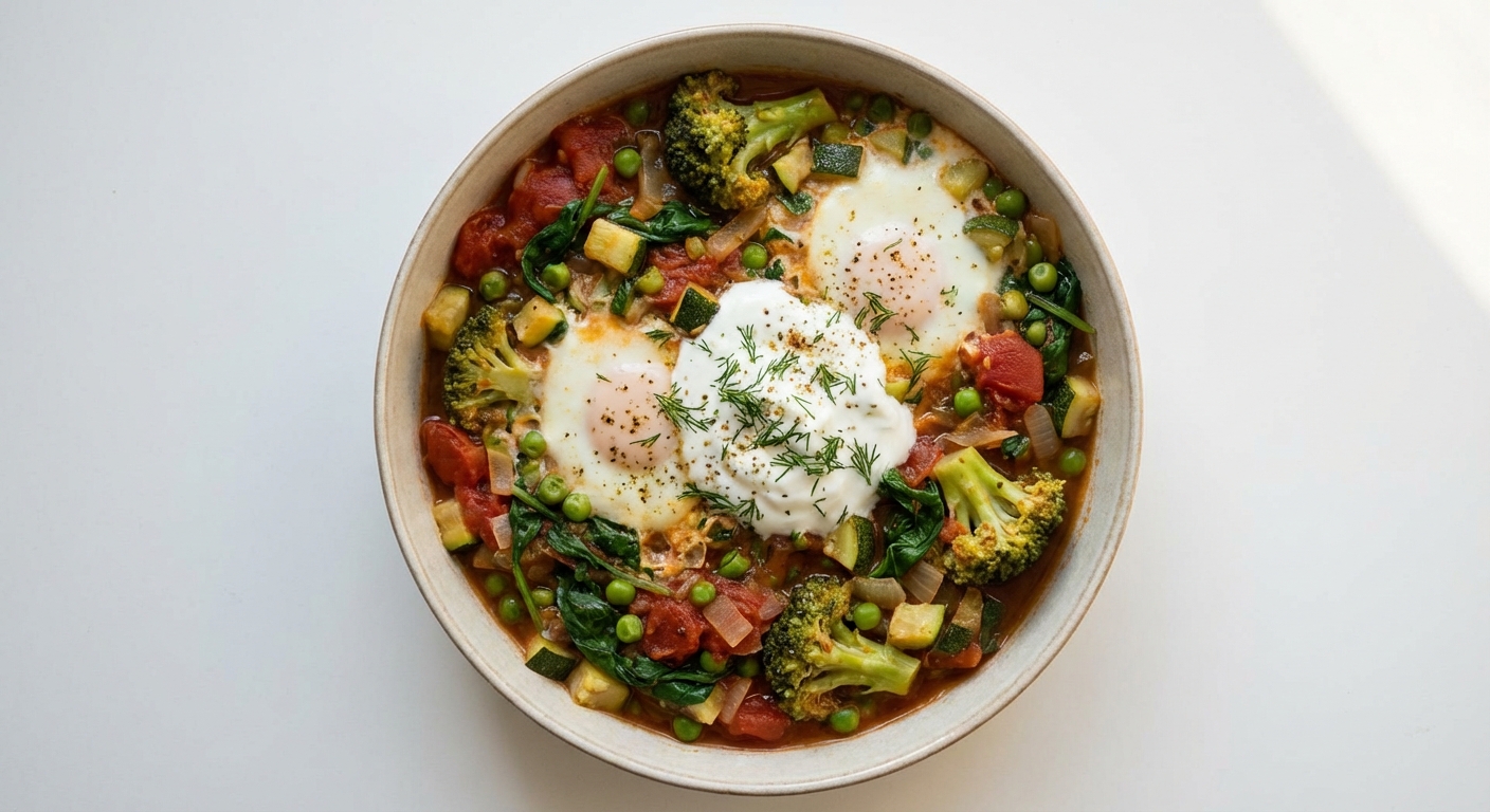 Zielona Szakszuka z Brokułem i Jogurtem