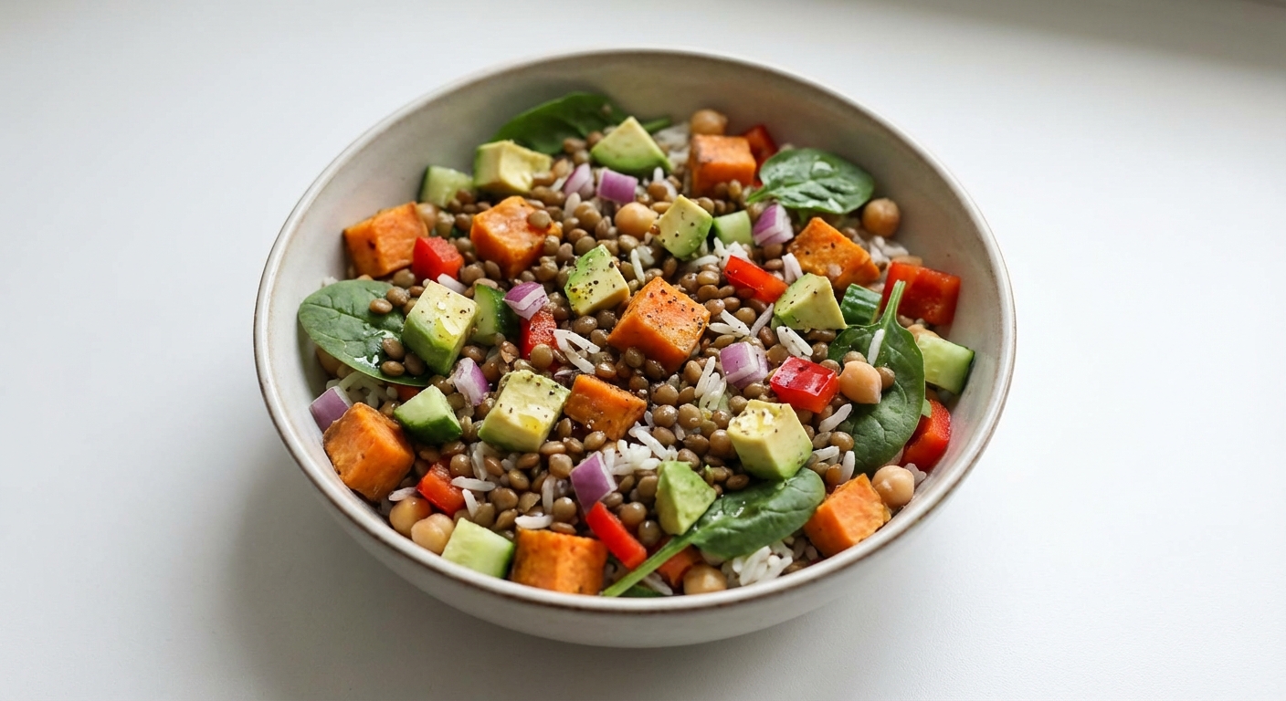 Sałatka z Soczewicy, Batata i Awokado