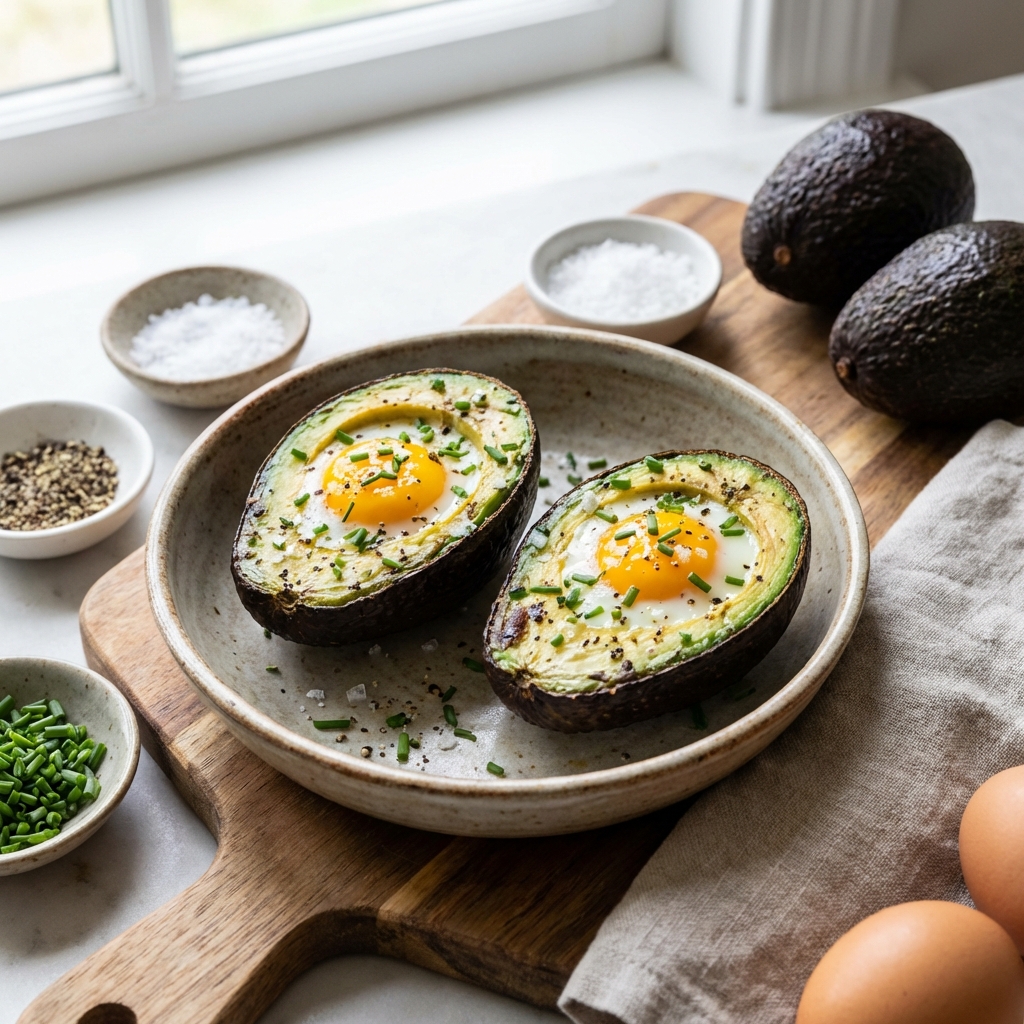 Awokado Zapiekane z Jajkiem i Szczypiorkiem