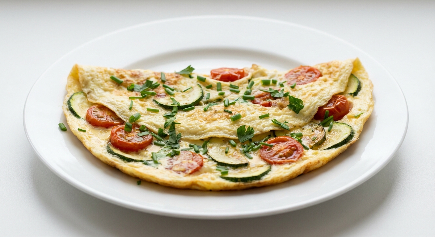 Omlet z Cukinią, Pomidorkami i Ziołami