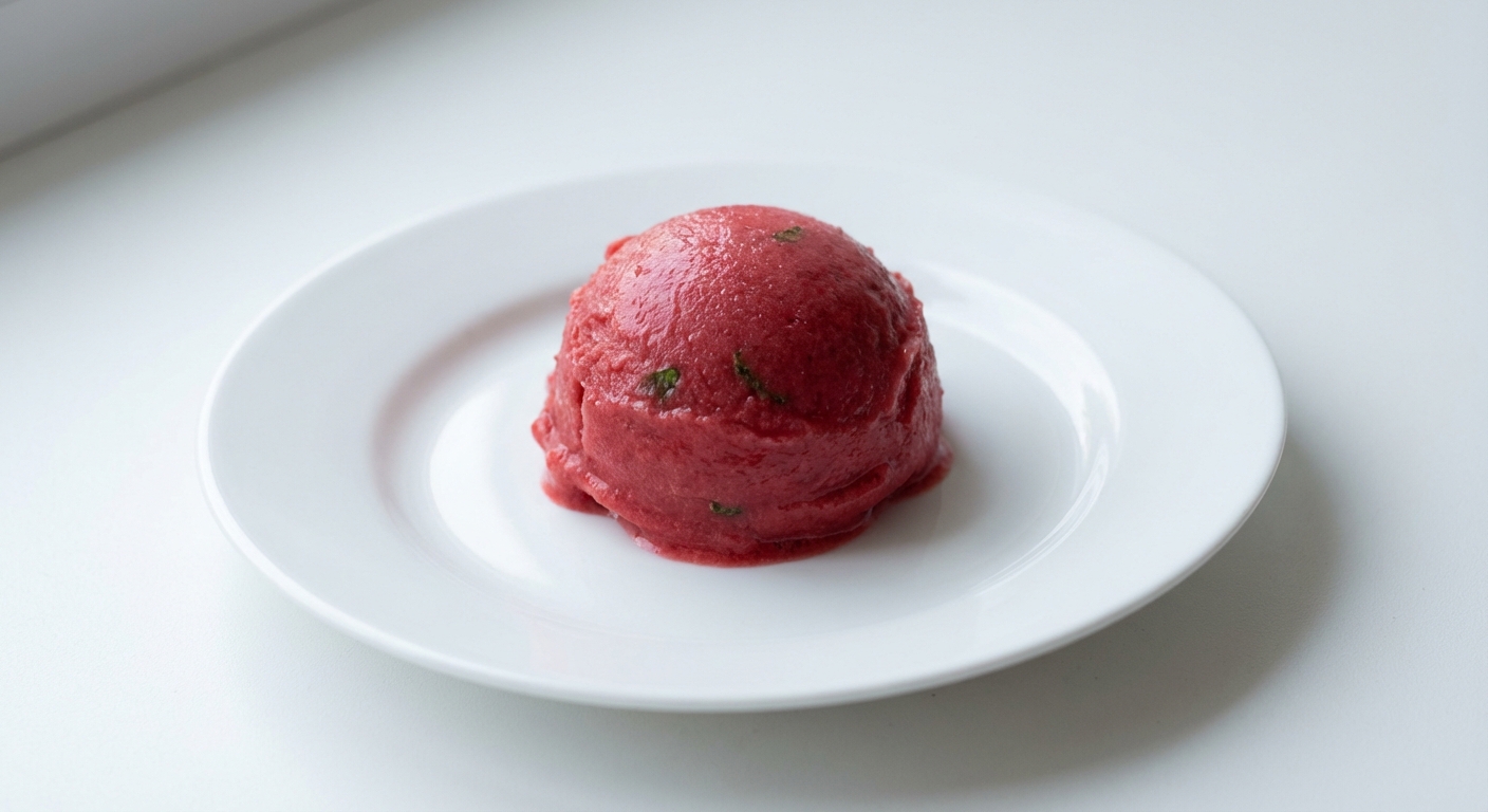 Truskawkowy Sorbet z Miodem i Miętą