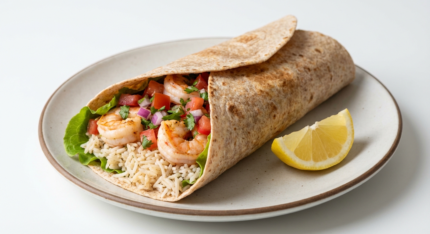 Pełnoziarniste Burrito z Krewetkami i Salsą