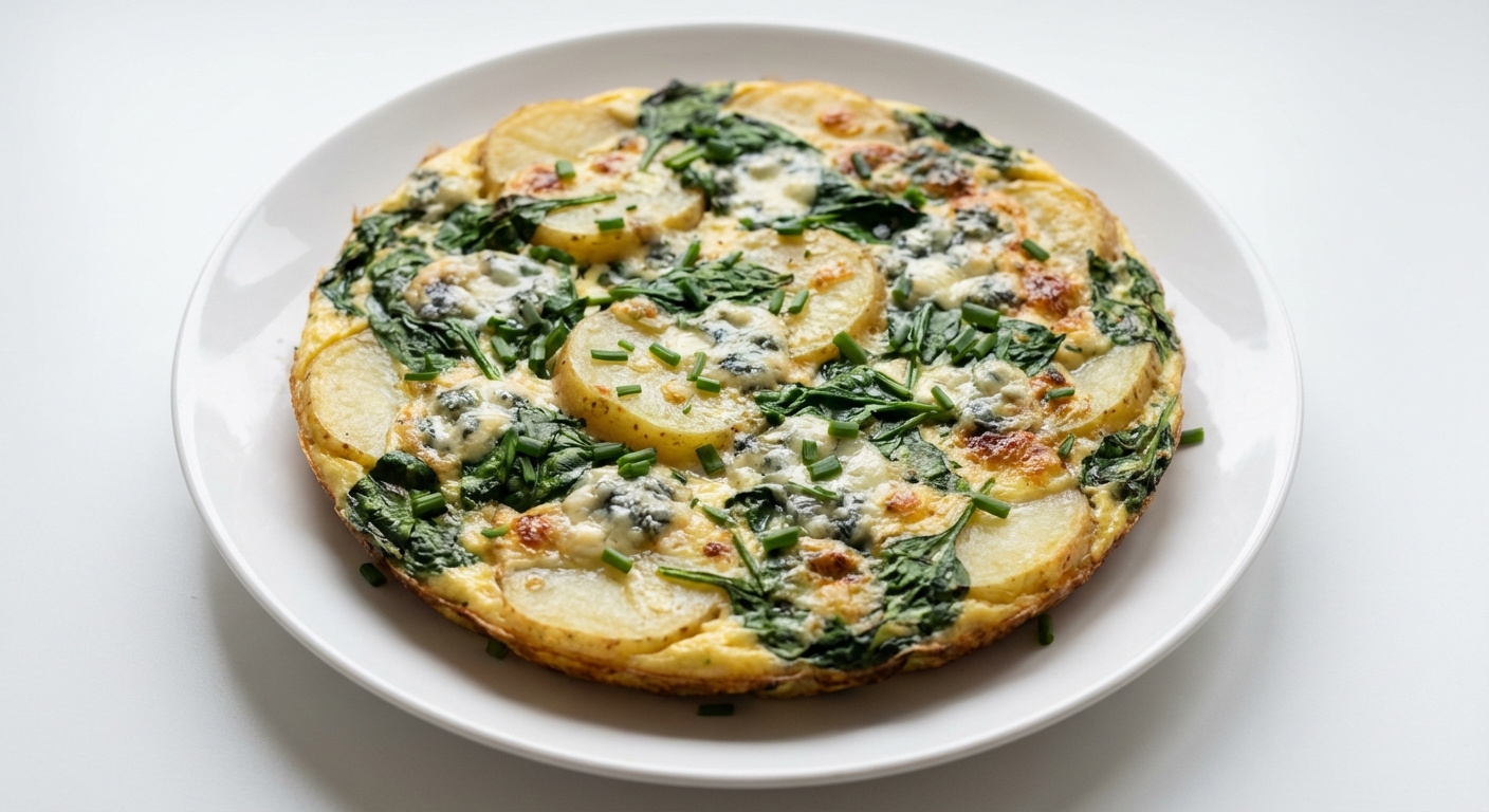 Frittata ze Szpinakiem, Gorgonzolą i Ziemniakami