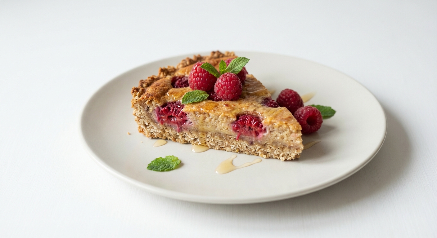 Tarta owsiana z malinami i miodem