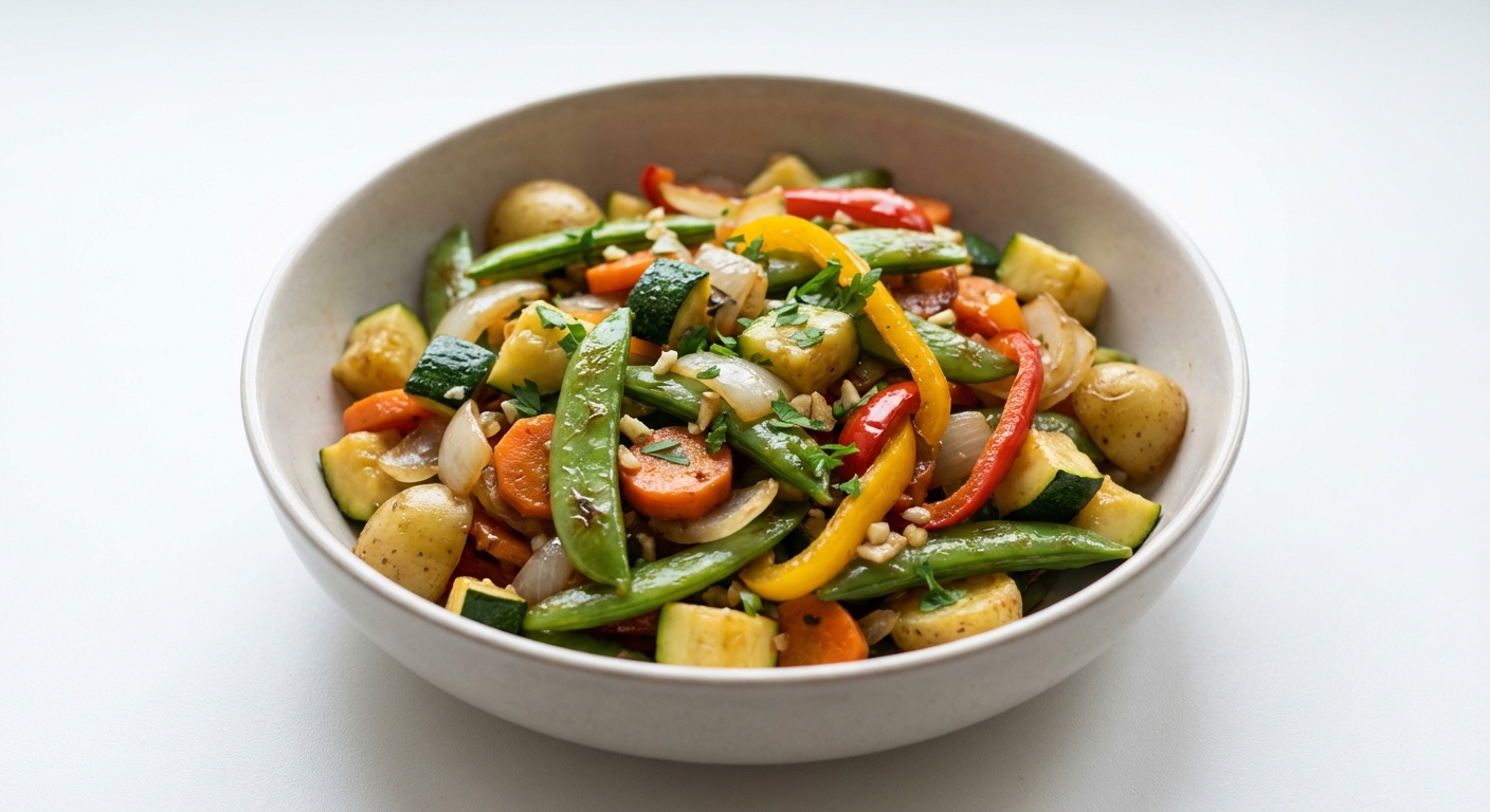 Smażony Groszek Cukrowy z Warzywami i Miodem