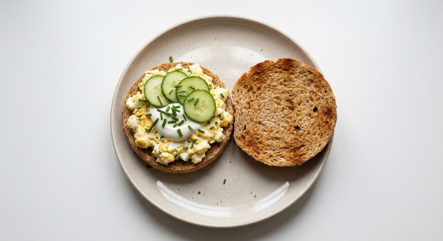 Pełnoziarnista bułka z pastą jajeczną