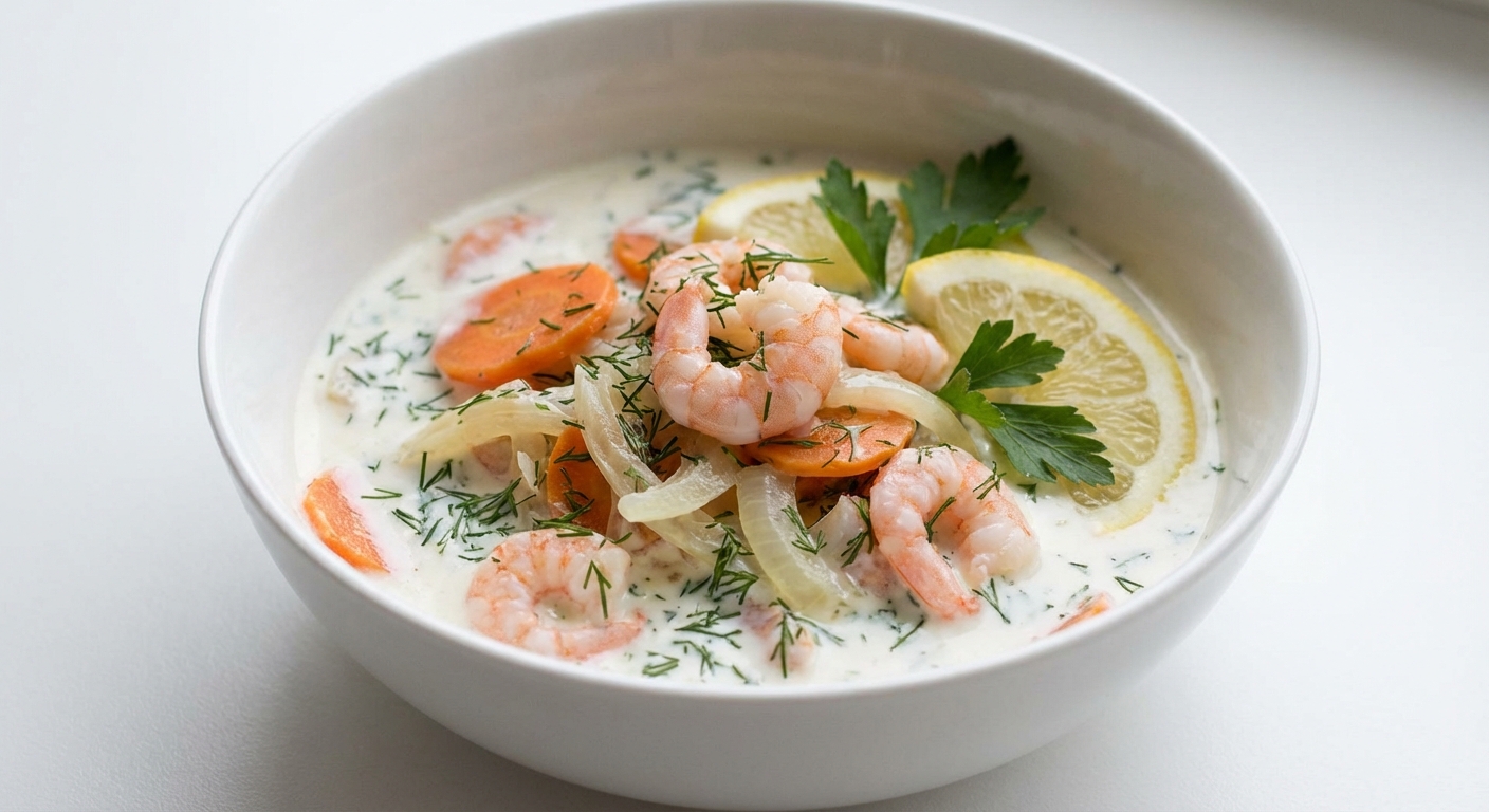 Krewetki w jogurcie z koperkiem i cytryną