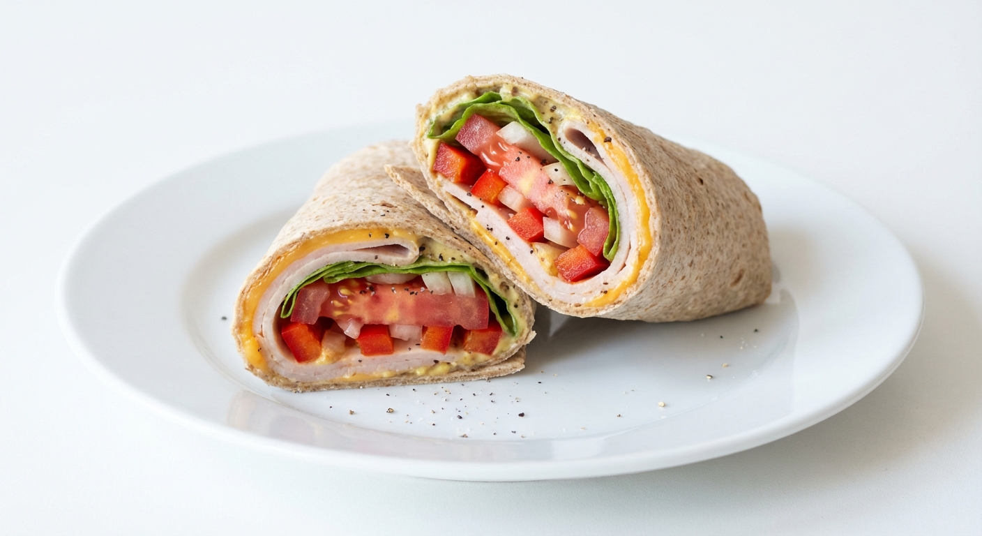 Pełnoziarnisty Wrap z Szynką i Cheddarem