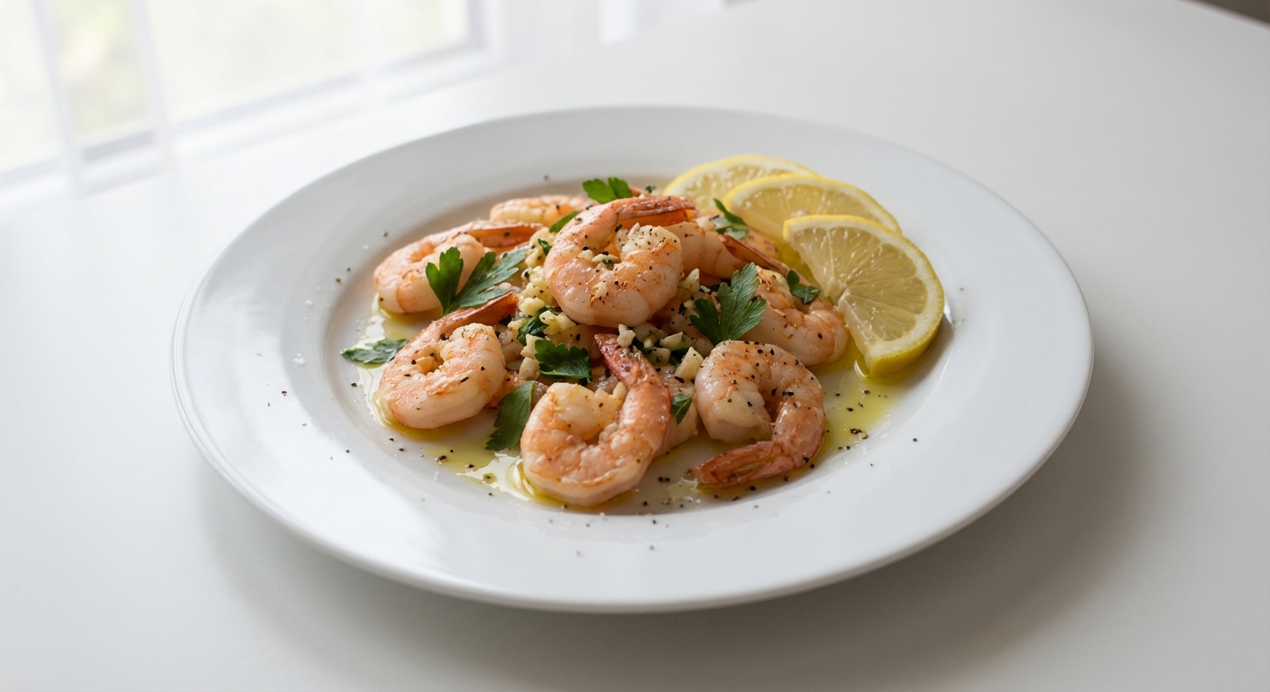 Krewetki z Czosnkiem, Pietruszką i Cytryną
