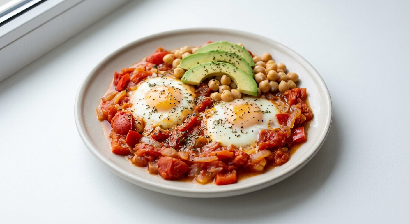 Szakszuka z Awokado i Ciecierzycą