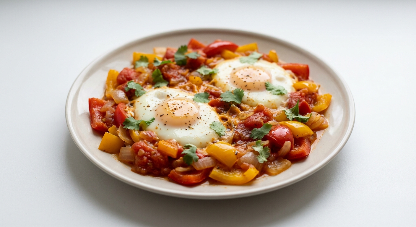 Szakszuka z Papryką, Pomidorami i Jajkami