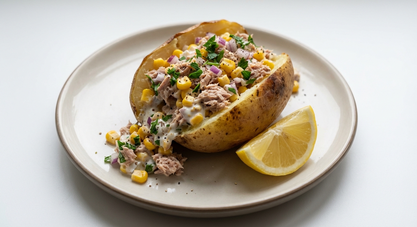 Ziemniaki z Tuńczykiem, Kukurydzą i Jogurtem