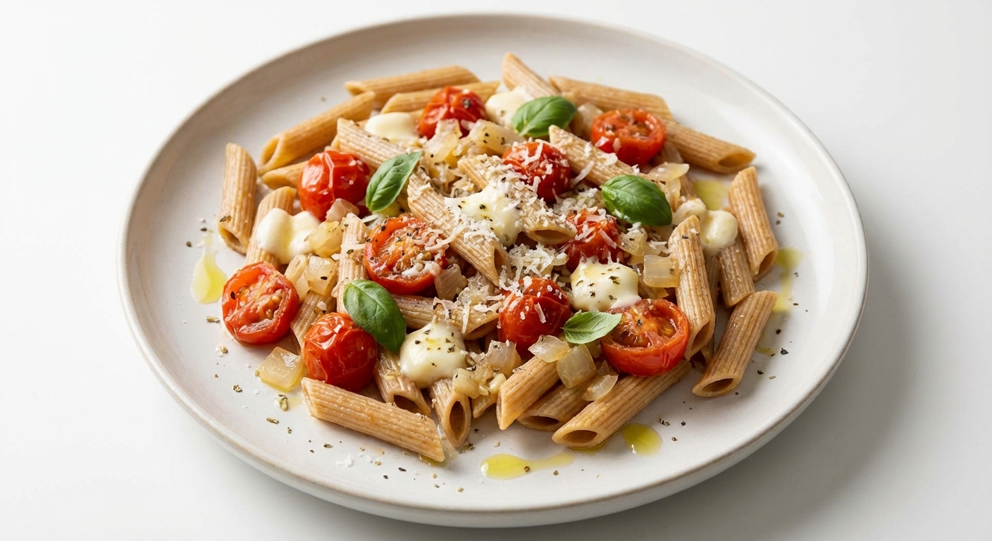 Penne z Pomidorami, Mozzarellą i Bazylią