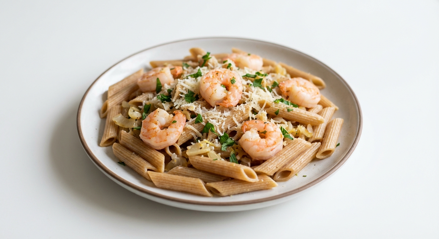 Penne Krewetki Czosnek Cytryna Parmezan