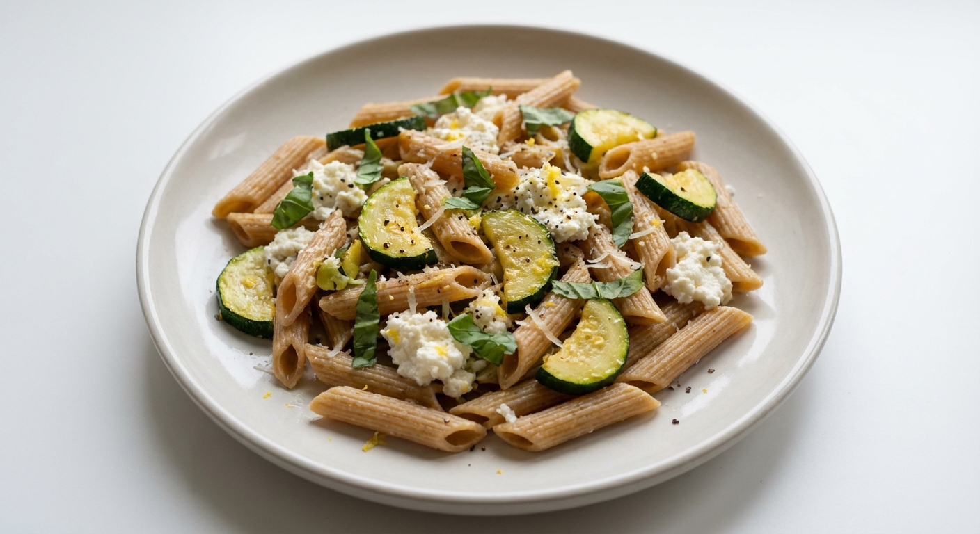 Penne z Cukinią, Ricottą i Bazylią