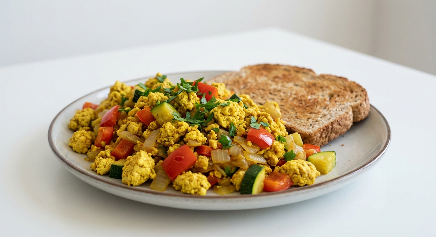 Tofu Scramble z Papryką i Cukinią