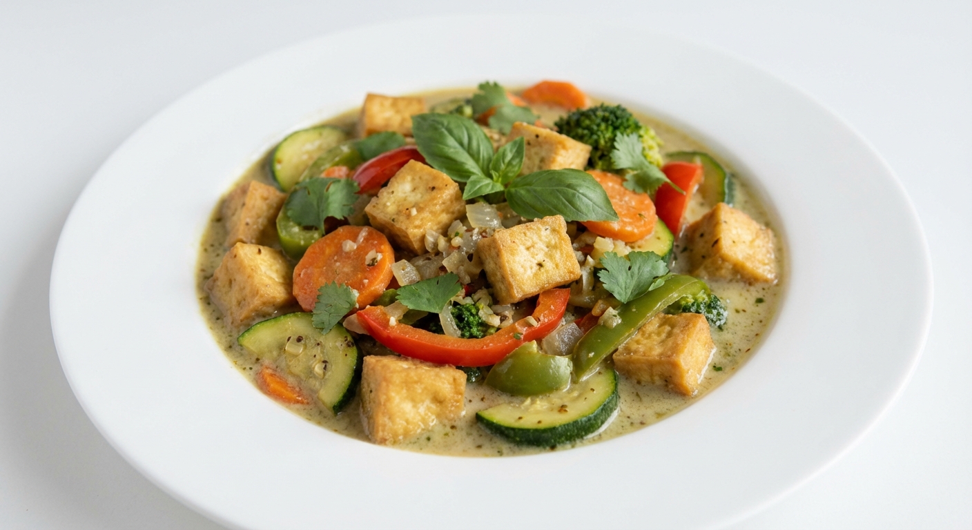 Tofu Curry z Warzywami i Bazylią