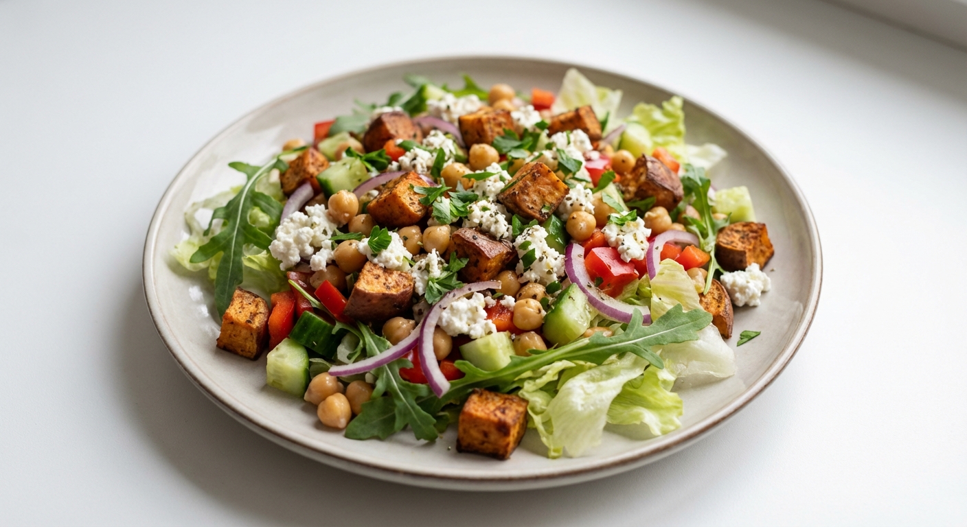 Sałatka z Batata, Ciecierzycy i Twarogu