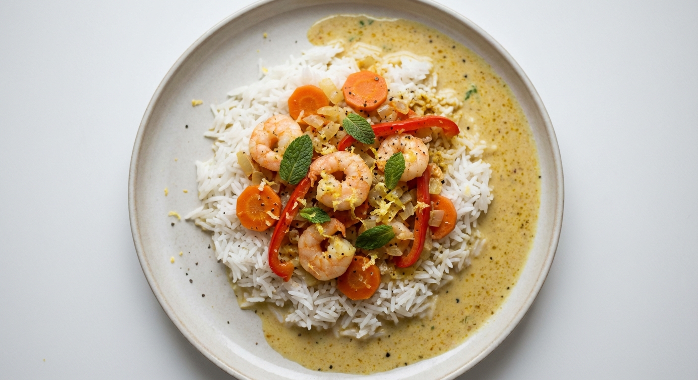 Ryż z Krewetkami w Kokosie i Limonce