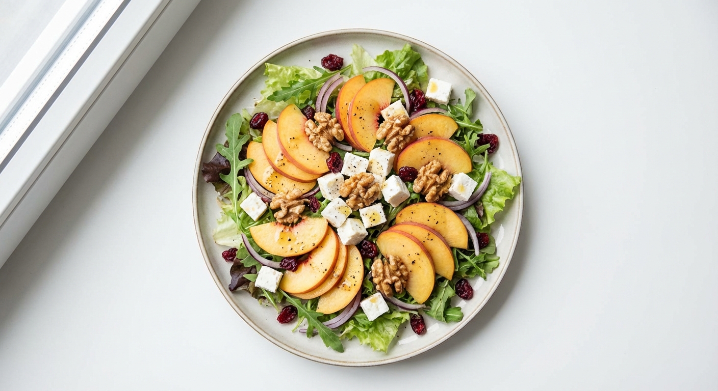 Sałatka z Brzoskwini, Twarogu i Orzechów