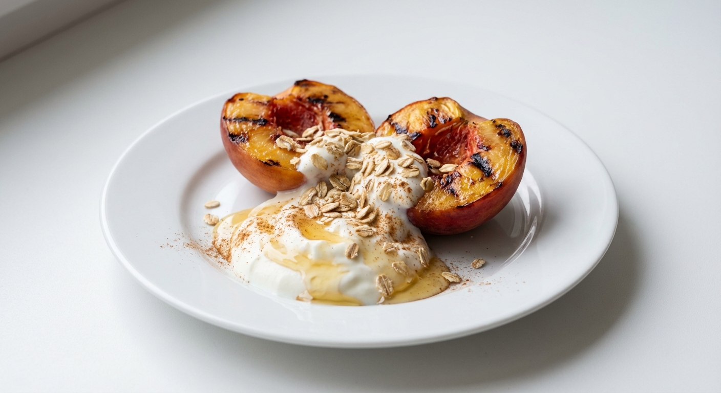 Grillowane Brzoskwinie z Jogurtem, Miodem i Płatkami