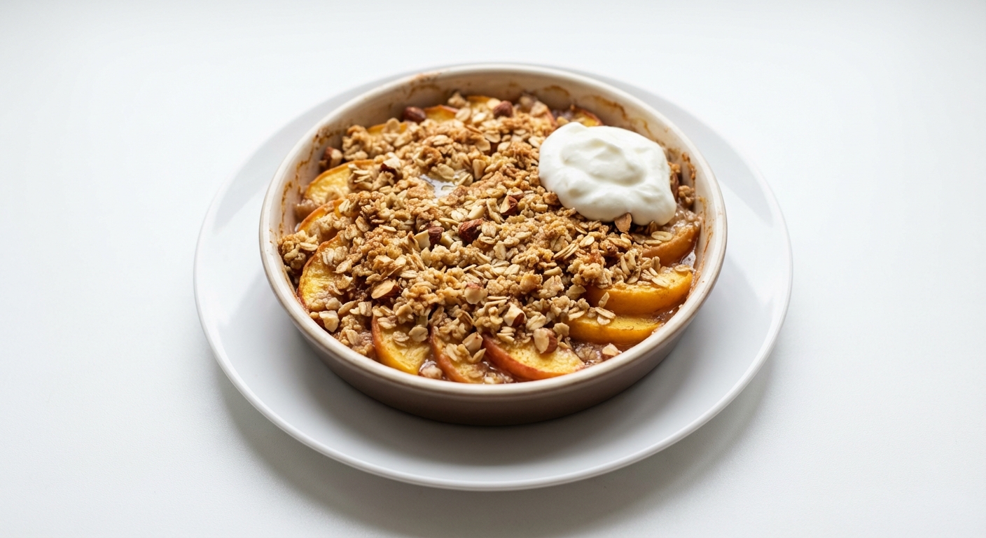 Brzoskwiniowy Crumble z Miodem i Migdałami