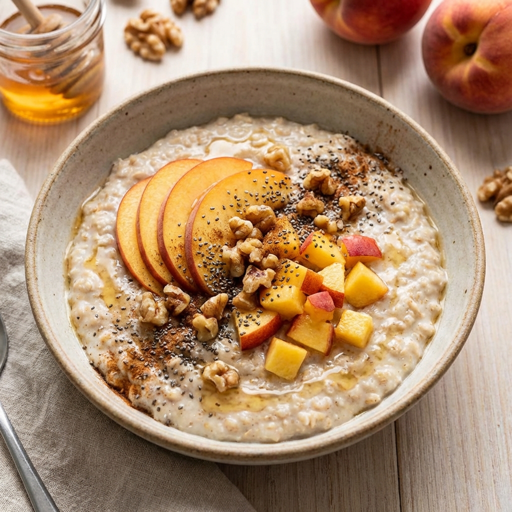 Owsianka z Brzoskwiniami, Orzechami i Chia