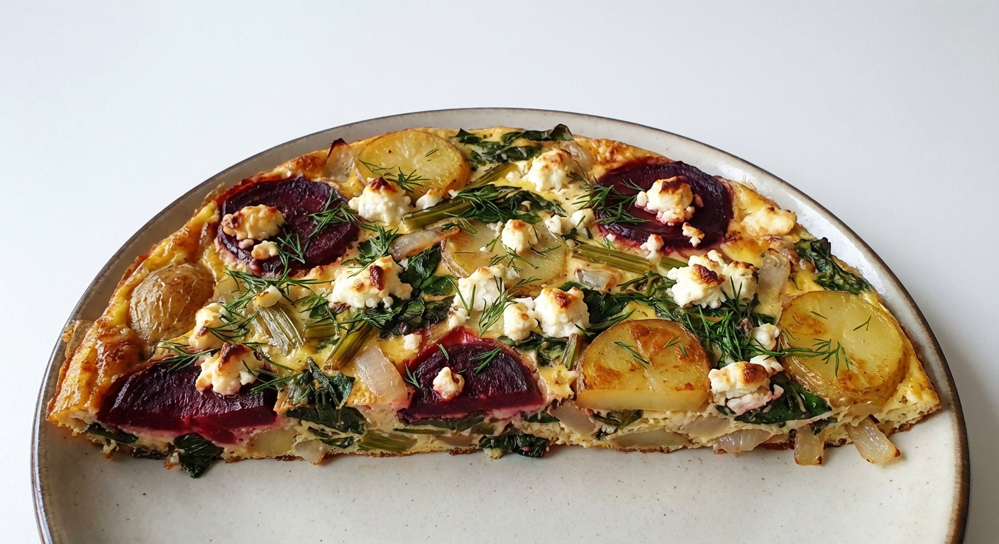 Frittata z Botwinką, Ziemniakami i Kozim Serem