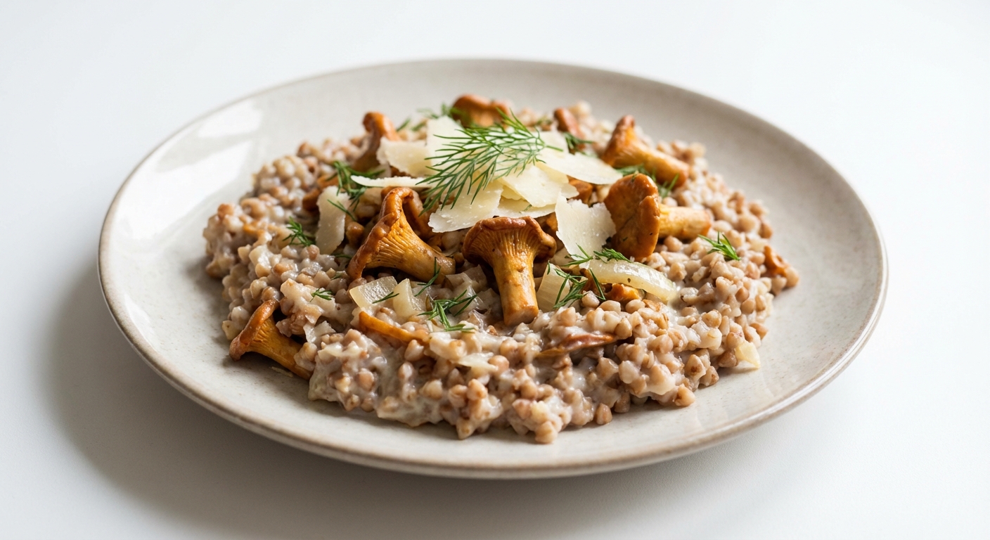 Gryczane Kaszotto z Kurkami i Parmezanem