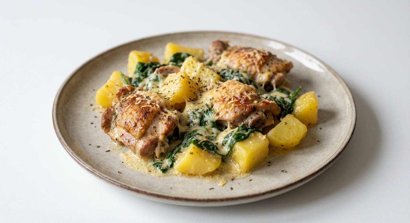 Zapiekanka z Kurczaka, Ziemniaków i Szpinaku