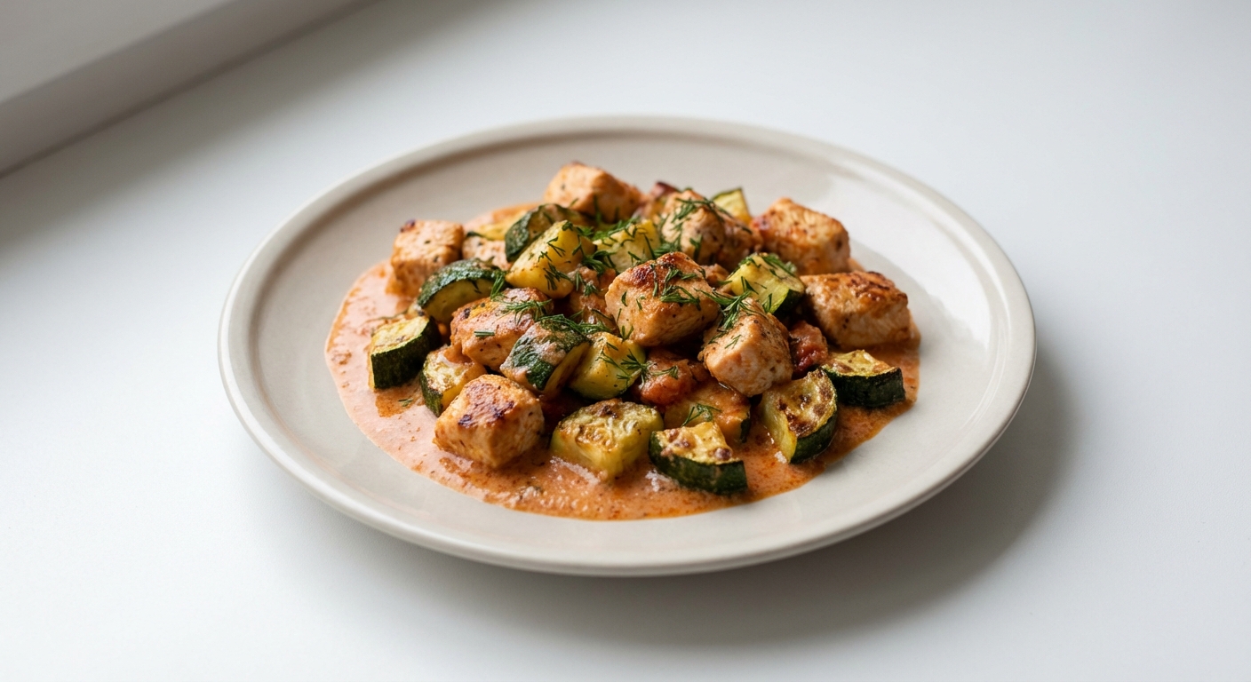 Cukinia z Kurczakiem w Sosie Pomidorowym