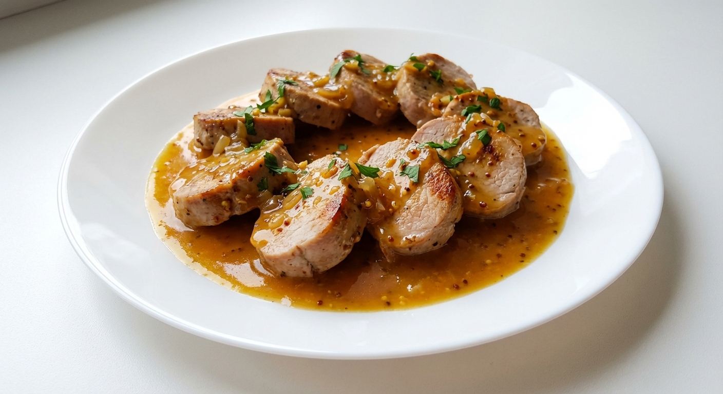 Polędwiczki w Pomarańczowym Sosie Miodowo-Musztardowym