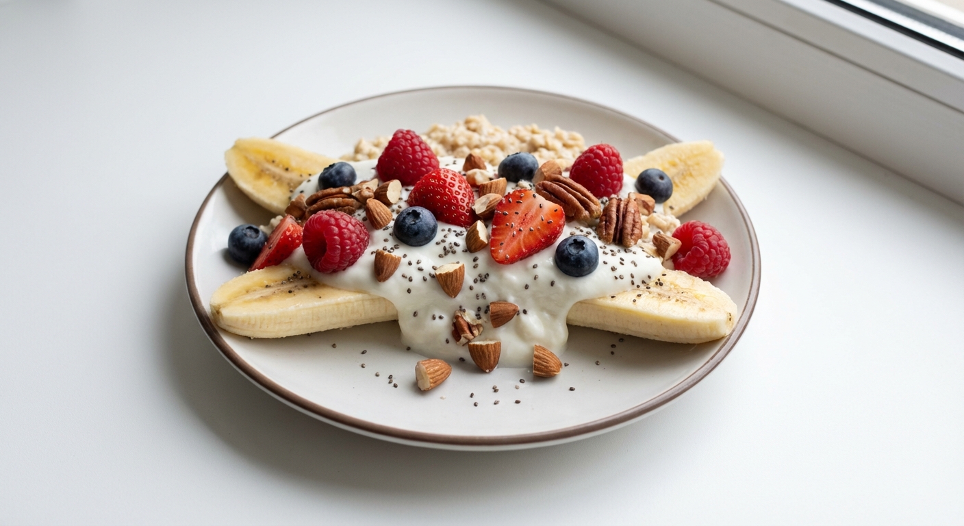 Owsiankowy Split Bananowy z Jogurtem i Owocami
