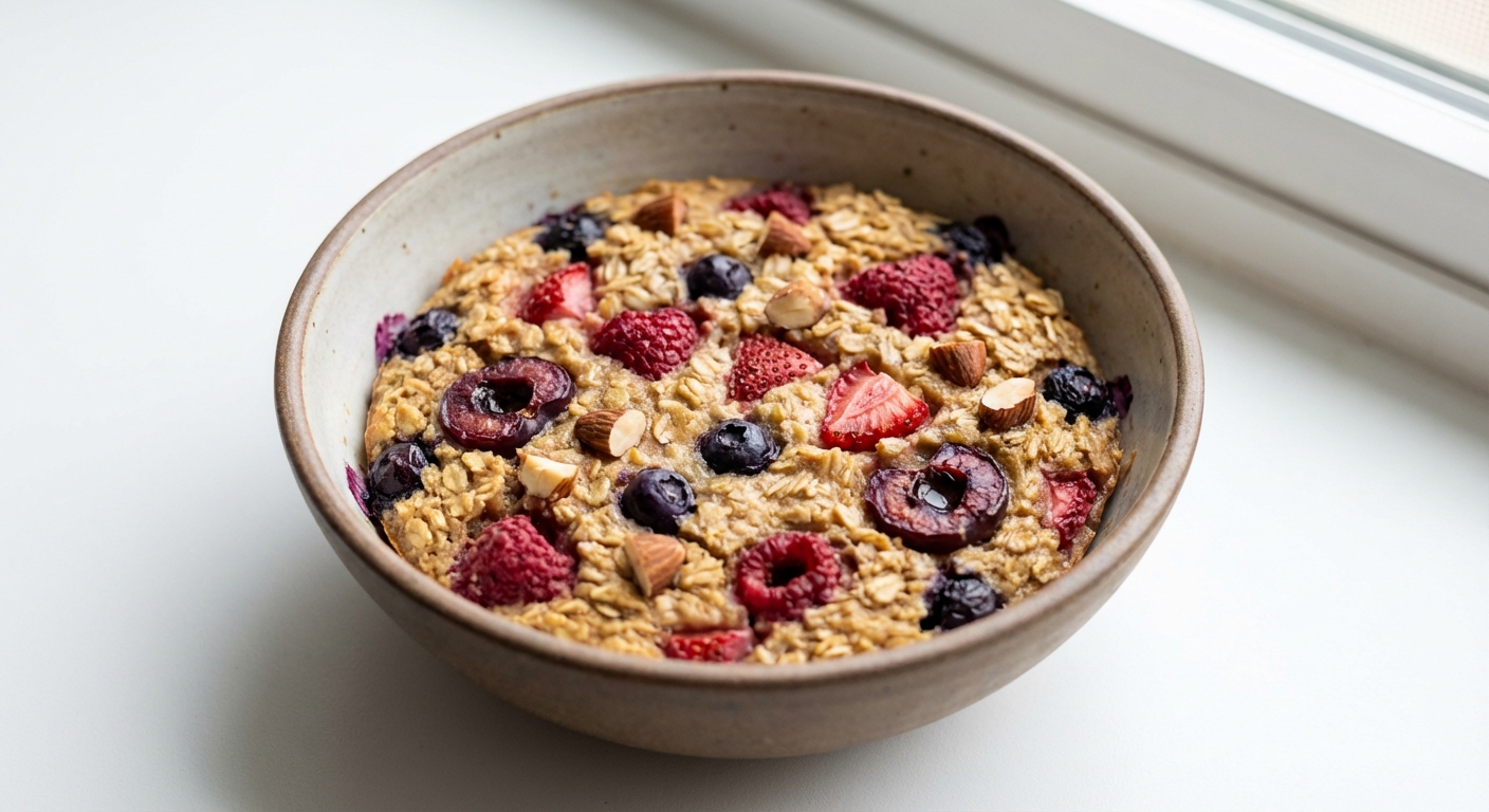 Pieczona Owsianka z Miodem i Jagodami