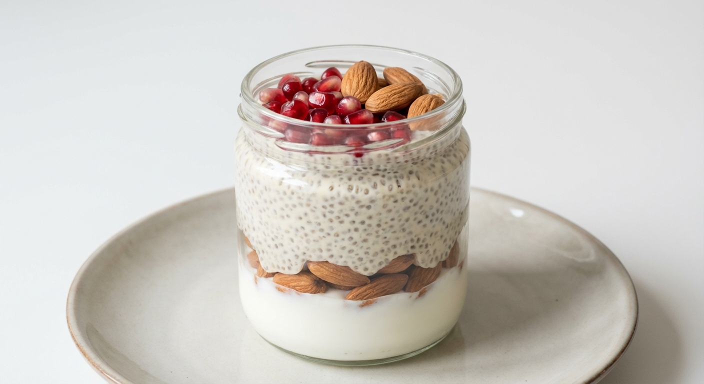 Chia Parfait z Granatem, Miodem i Migdałami