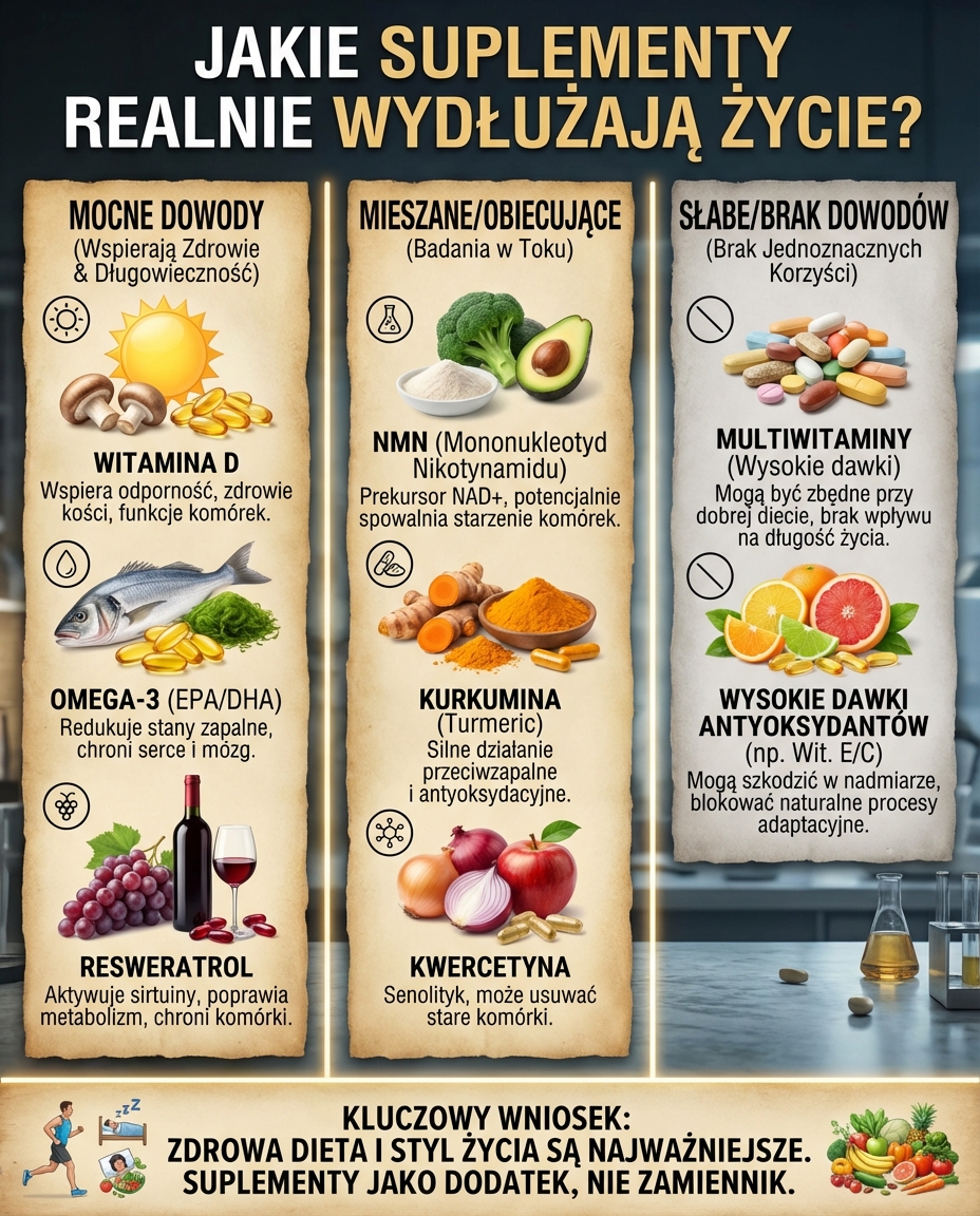 Jakie suplementy realnie wydłużają życie?
