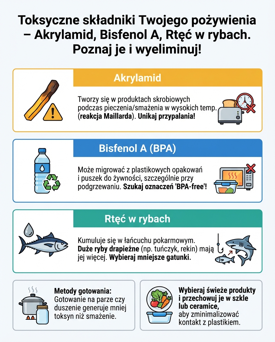 Toksyczne składniki Twojego pożywienia – Akrylamid, Bisfenol A, Rtęć w rybach. Poznaj je i wyeliminuj!