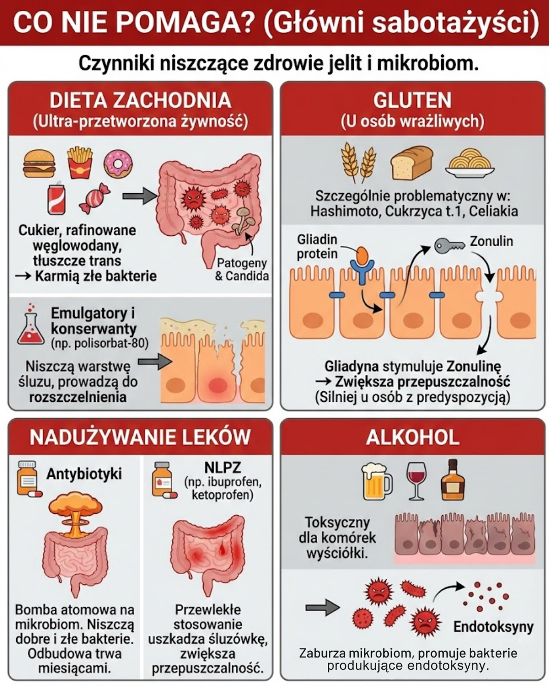 Co szkodzi zdrowiu jelit i mikrobiomu?