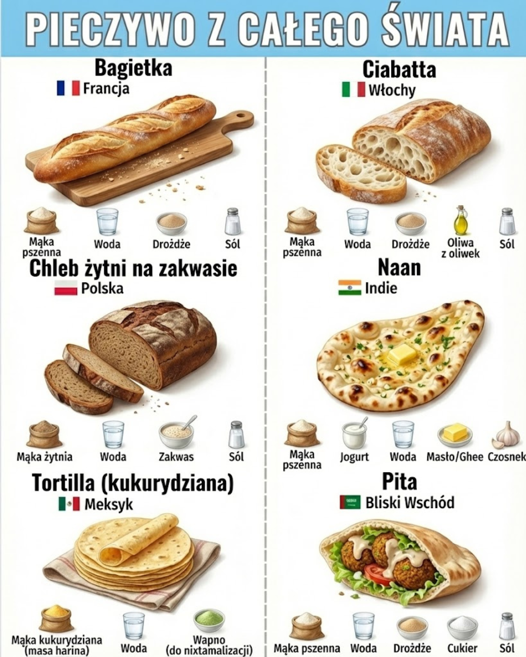 Pieczywo z całego świata: składniki i pochodzenie