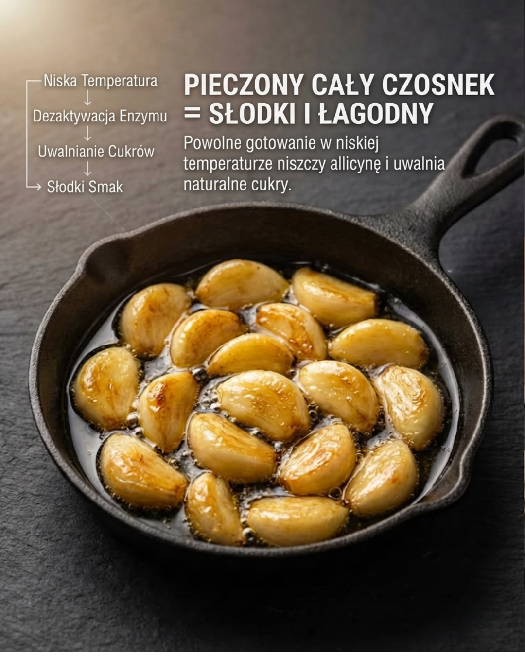 Pieczony czosnek: słodki i łagodny dzięki niskiej temperaturze