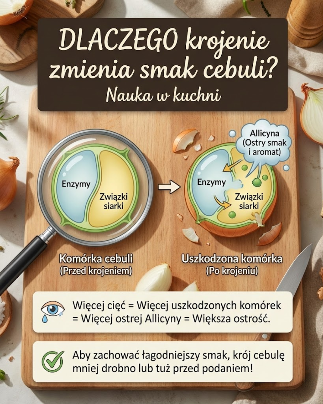 Dlaczego krojenie cebuli zmienia jej smak?