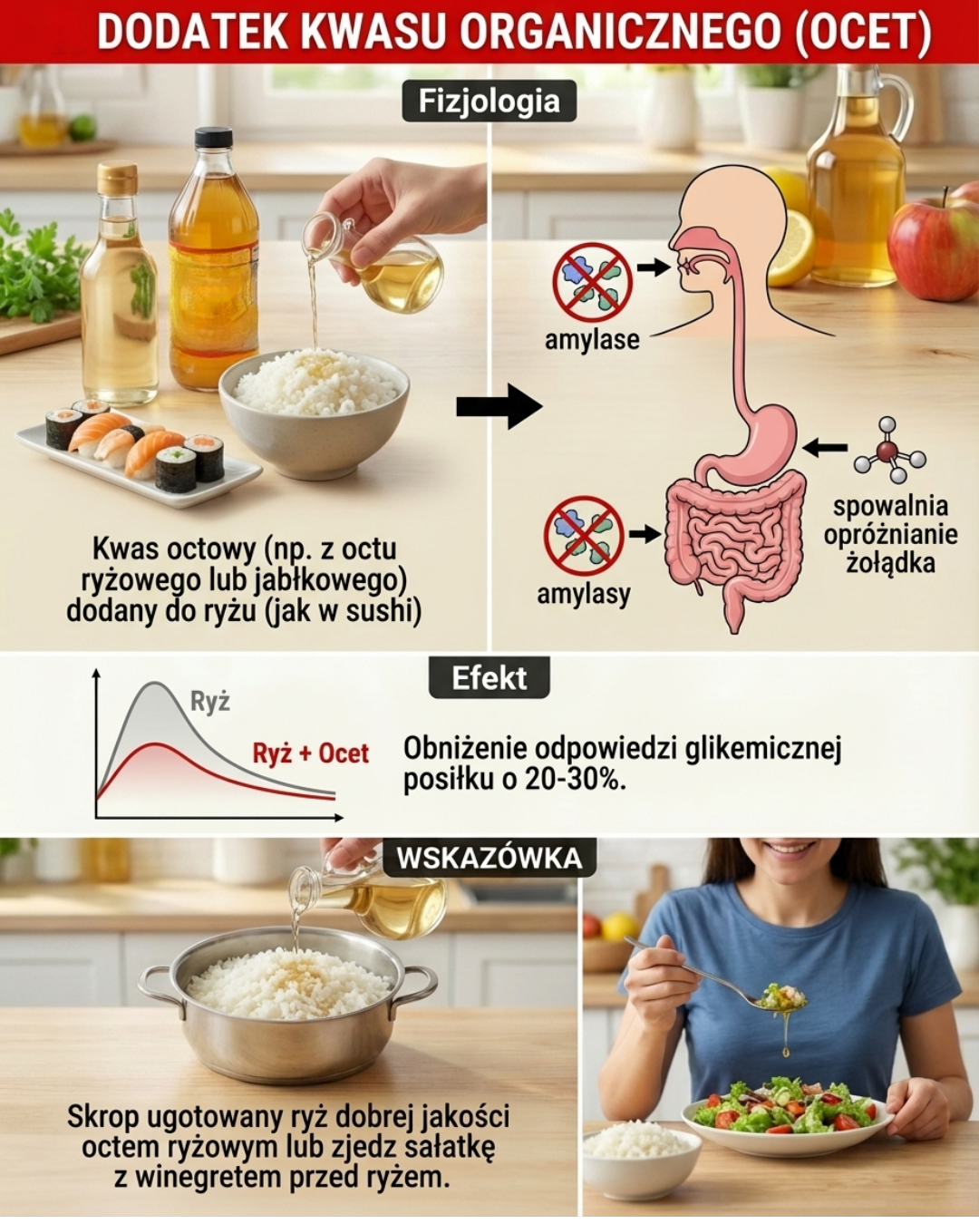 Ocet i ryż: wpływ na poziom glikemiczny