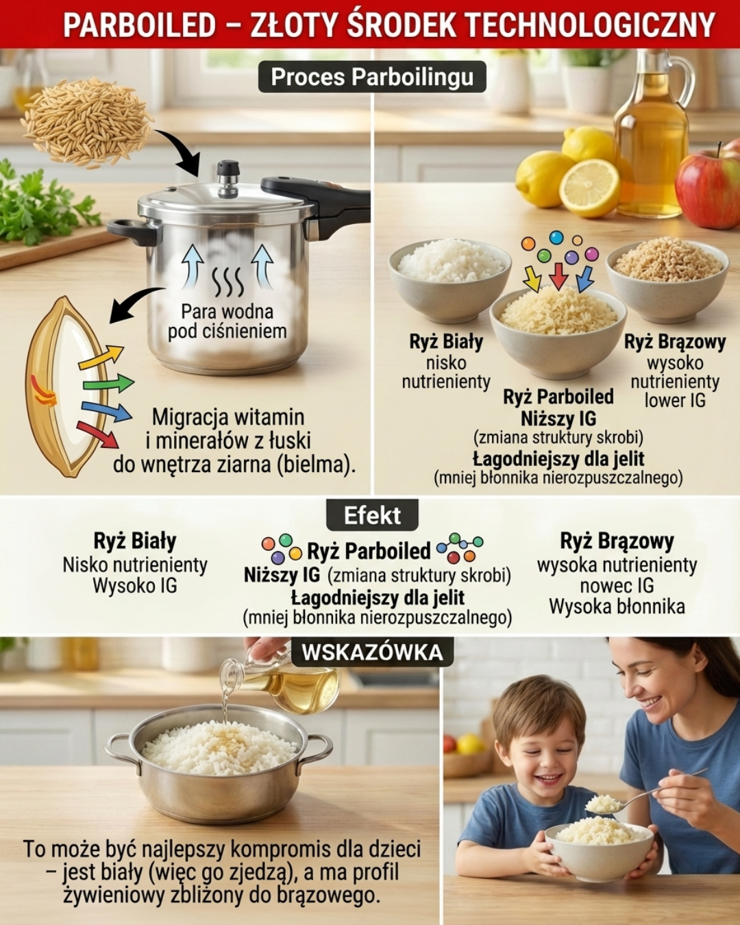 Ryż parboiled: Złoty środek między białym a brązowym