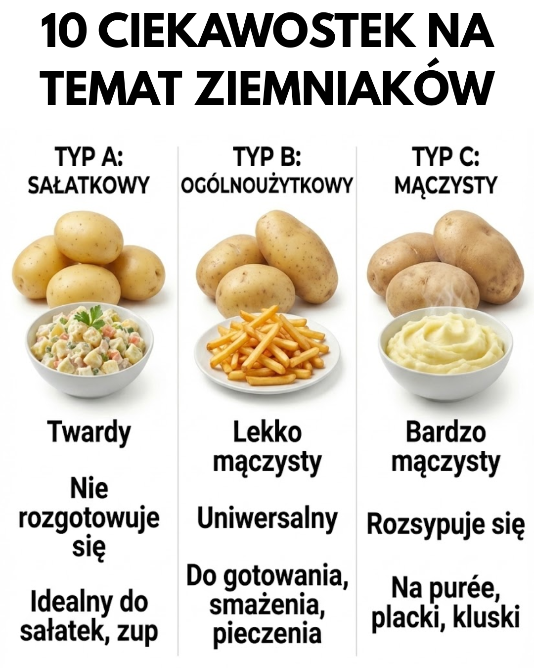 10 ciekawostek o ziemniakach: rodzaje i zastosowania